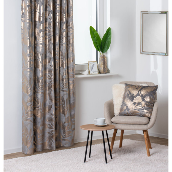 Poszewka VELORA 45x45 cm, kolor szaro-złoty