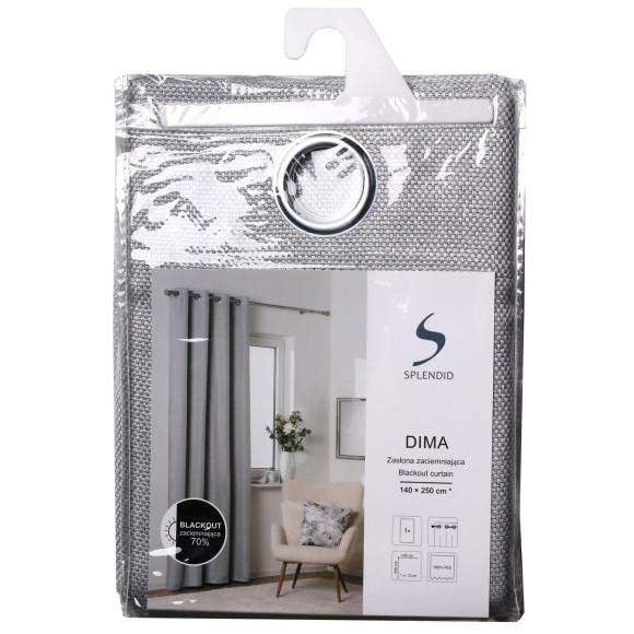 Zasłona z kółkami DIMA 140x250 cm, kol. jasnoszary