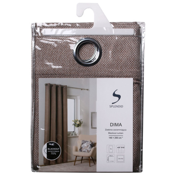 Zasłona z kółkami DIMA 140x250 cm, kol.taupe