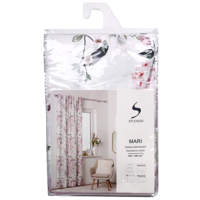 Zasł. z taśmą MARI rozm.140x250cm, kolor biały