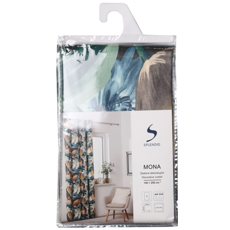 Zasł. z kółkami MONA rozm.140x250cm, kolor brązowy