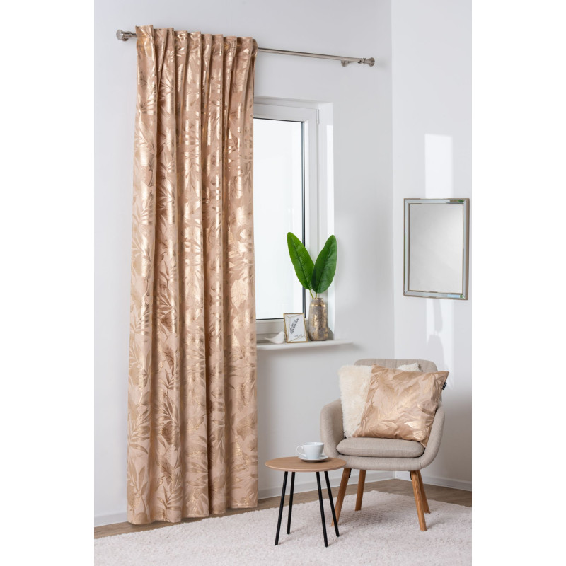 Zasłona na taśmie VELORA,140x260cm,k.beżowo-złoty