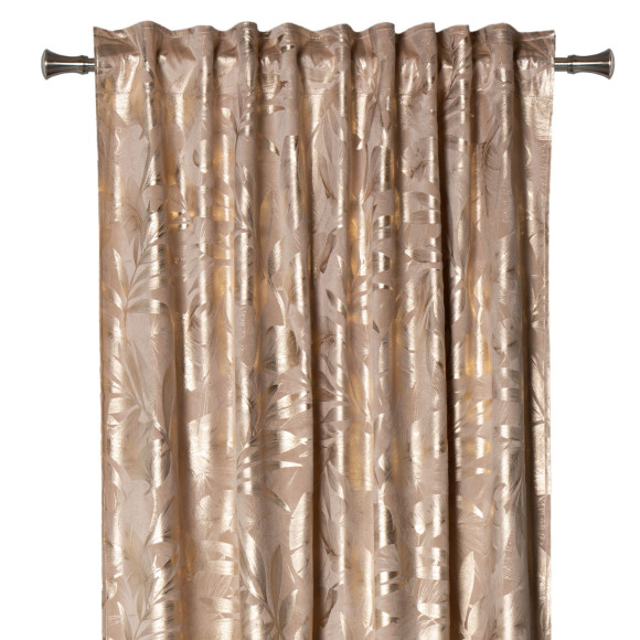 Zasłona na taśmie VELORA,140x260cm,k.beżowo-złoty