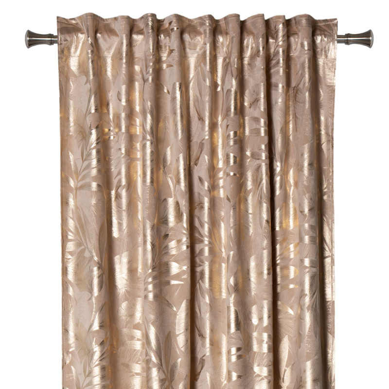 Zasłona na taśmie VELORA,140x260cm,k.beżowo-złoty