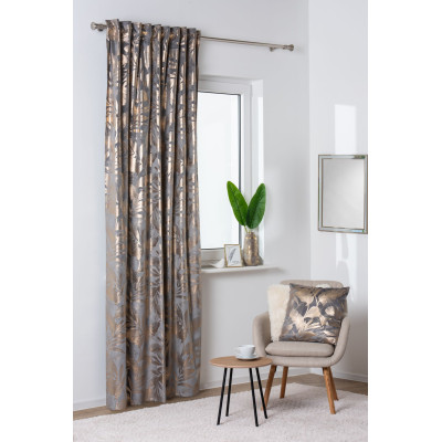 Zasłona na taśmie VELORA,140x260cm,k.szaro-złoty