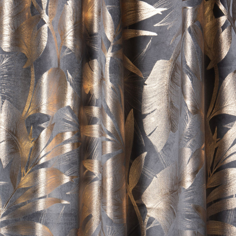 Zasłona na taśmie VELORA,140x260cm,k.szaro-złoty