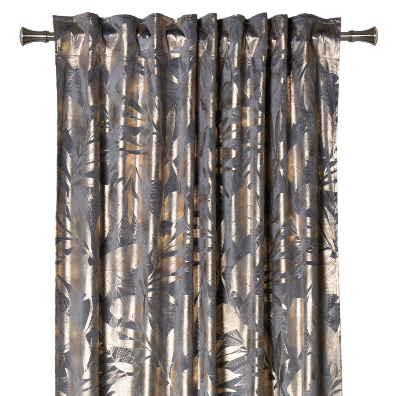 Zasłona na taśmie VELORA,140x260cm,k.szaro-złoty
