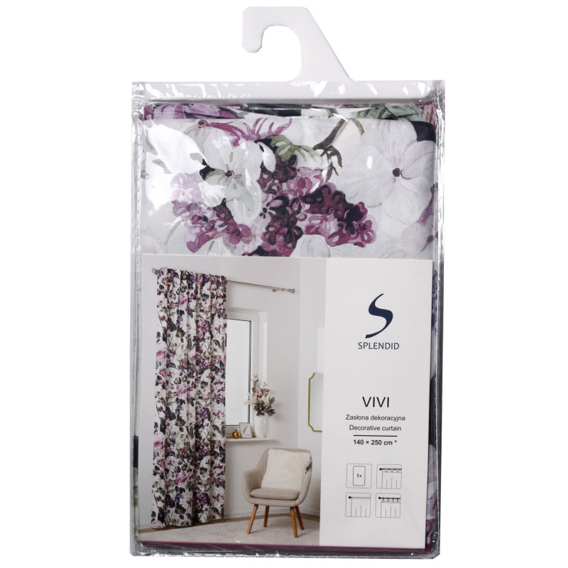 Zasł. z taśmą VIVI rozm.140x250cm, kolor biały