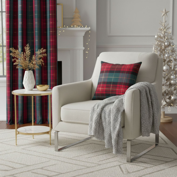 Poduszka dekoracyjna TARTAN 45x45 Zielono-czerwony