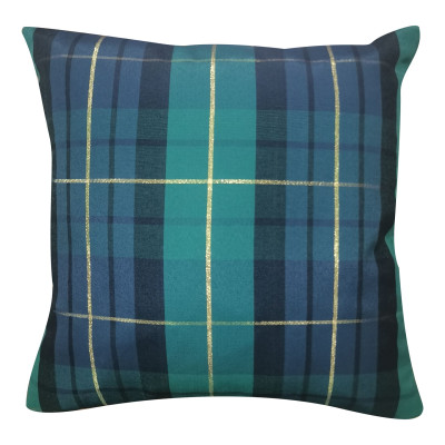 Poszewka TARTAN 45x45 cm, kolor zielony-granatowy