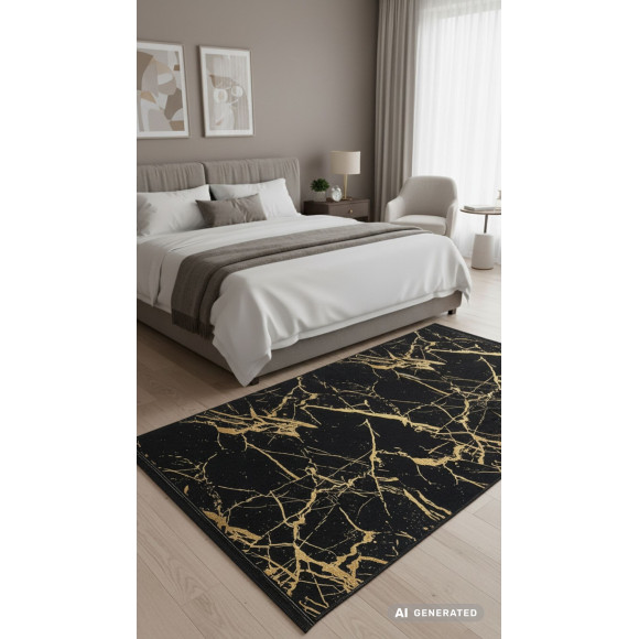 Dywan drukowany,petra folia NEVA 120x160 Czarno-złoty