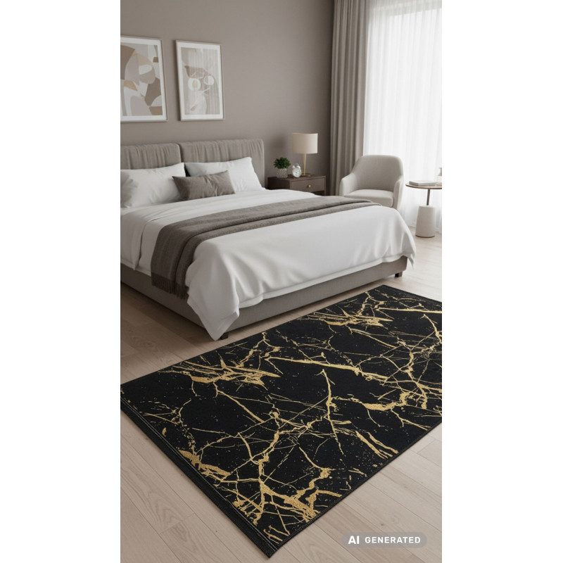 Dywan drukowany,petra folia NEVA 120x160 Czarno-złoty