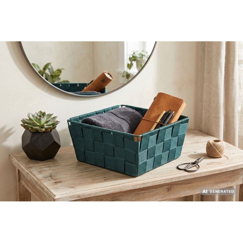 Organizer DOMI 9x19x19cm, pleciony, zielony