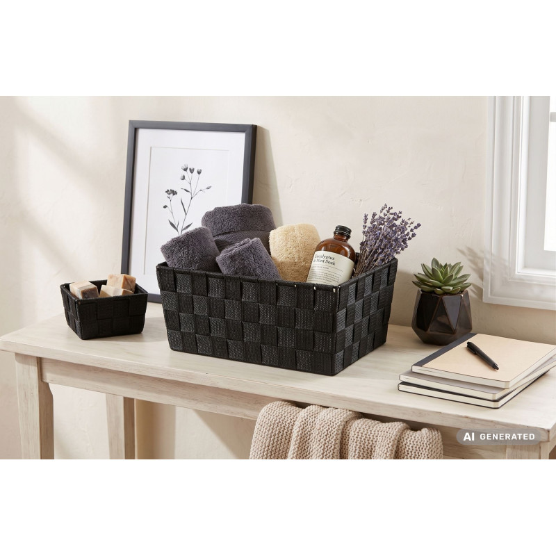 Organizer DOMI 10x25x15cm, pleciony, czarny