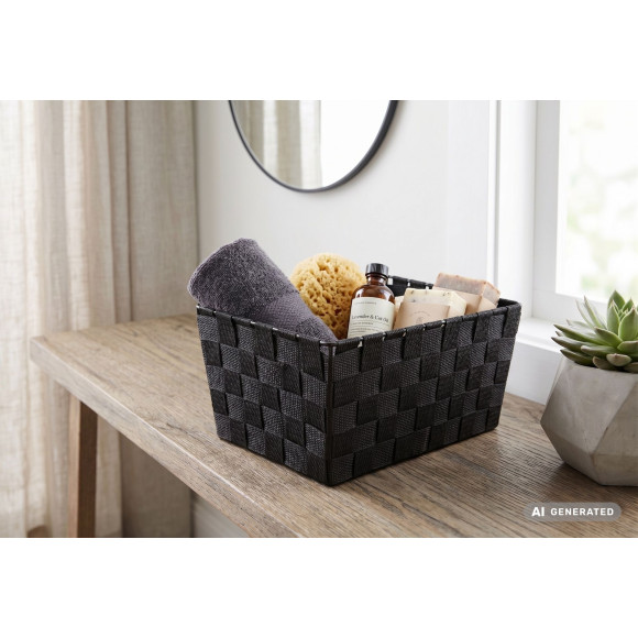 Organizer DOMI 13x30x20cm, pleciony, czarny