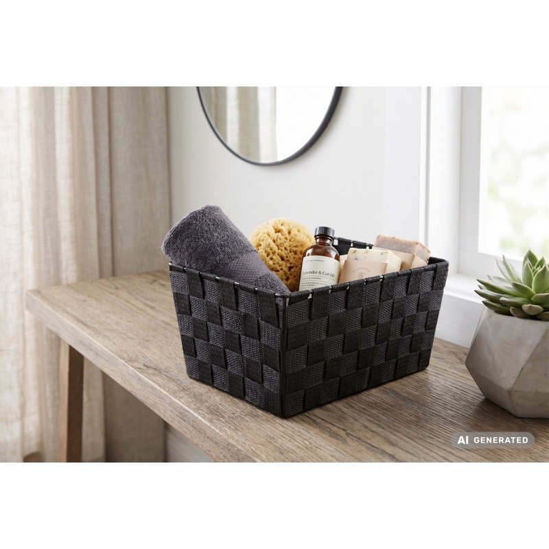 Organizer DOMI 13x30x20cm, pleciony, czarny